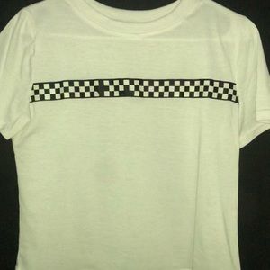 Striped checkers crop t